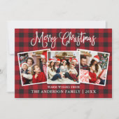 Moderne kerstfoto met kalligrafie 3 Foto Feestdagenkaart (Voorkant)