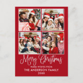 Moderne kerstfoto met kalligrafie 4 briefkaart (Voorkant)