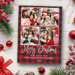 Moderne kerstfoto met kalligrafie 4 briefkaart<br><div class="desc">Modern Fun Calligraphy Script Merry Kerstmis 4 Photo Holiday Briefkaart - Red Pset</div>