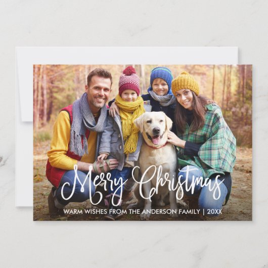 Moderne kerstfoto met kalligrafie feestdagenkaart (Voorkant)