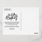 Moderne kerstfoto met kalligrafie folie feestdagen briefkaart (Achterkant)