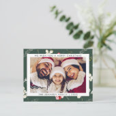 Moderne kerstfoto Modern Winter Greenery Feestdagenkaart (Staand voorkant)