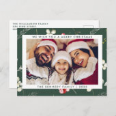 Moderne kerstfoto Modern Winter Greenery Feestdagenkaart (Voorkant / Achterkant)