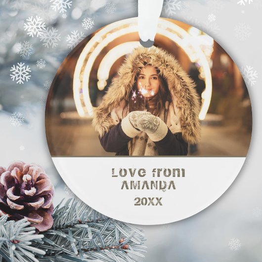 Moderne kerstfoto ornament