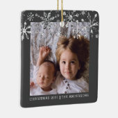 Moderne kerstfoto Silver Snowflake Keramisch Ornament (Rechts)