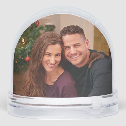 Moderne kerstfoto sneeuwbol (Achterkant)