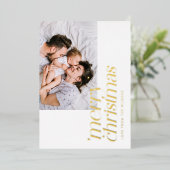 Moderne kerstfoto stijlvol folie feestdagenkaart (Staand Voorkant)