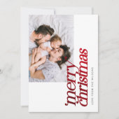 Moderne kerstfoto Stijlvolle rode Folie Feestdagenkaart (Voorkant)