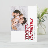 Moderne kerstfoto Stijlvolle rode Folie Feestdagenkaart (Staand voorkant)