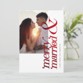 Moderne kerstfoto Stijlvolle rode Folie Feestdagenkaart (Staand voorkant)