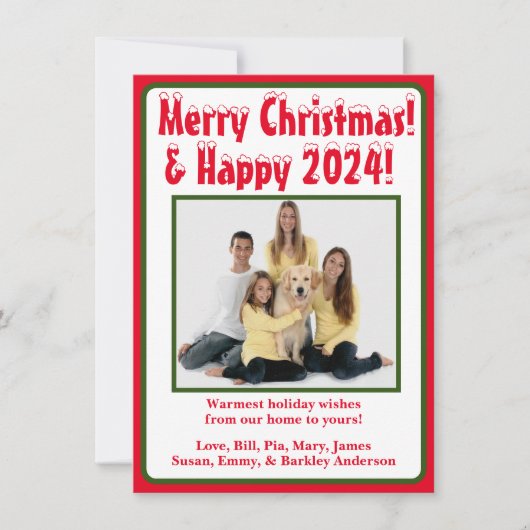 Moderne kerstfoto vakantiegroet feestdagenkaart (Voorkant)