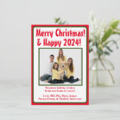 Moderne kerstfoto vakantiegroet feestdagenkaart (Staand voorkant)