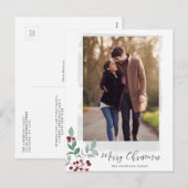 Moderne kerstfoto van Berry Feestdagenkaart (Voorkant / Achterkant)