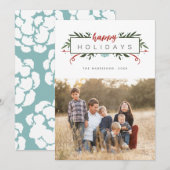 Moderne kerstfoto van Elegant Foliage Feestdagenkaart (Voorkant / Achterkant)