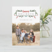 Moderne kerstfoto van Elegant Foliage Feestdagenkaart (Staand voorkant)