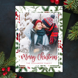 Moderne kerstfoto van Merry Feestdagenkaart