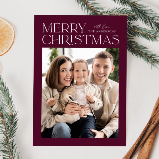 Moderne kerstfoto van Merry Feestdagenkaart