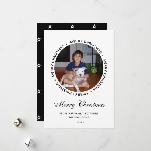 Moderne kerstfoto van Merry Feestdagenkaart (Voorkant / Achterkant in situ)