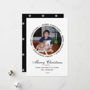 Moderne kerstfoto van Merry Feestdagenkaart