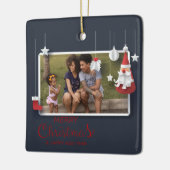 Moderne kerstfoto van Merry Keramisch Ornament (Links)