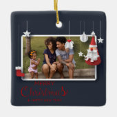 Moderne kerstfoto van Merry Keramisch Ornament (Voorkant)