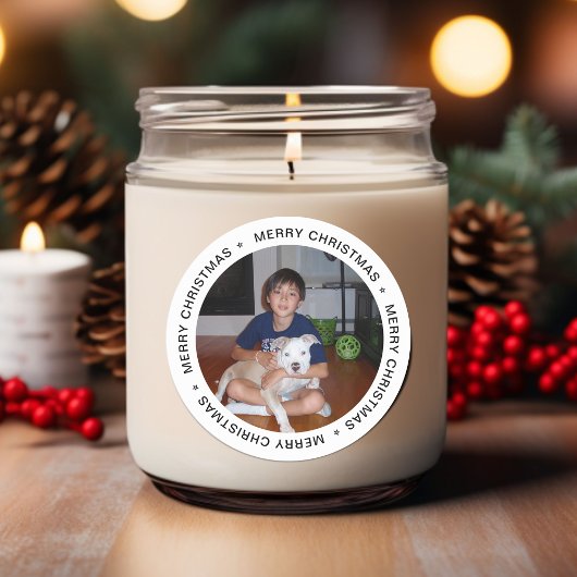 Moderne kerstfoto van Merry Ronde Sticker