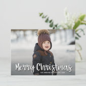 Moderne kerstfoto van Merry White Feestdagenkaart (Staand voorkant)