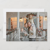 Moderne kerstfoto van Merry White Feestdagenkaart (Voorkant)
