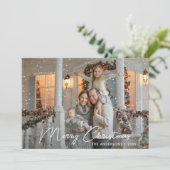 Moderne kerstfoto van Merry White Feestdagenkaart (Staand voorkant)