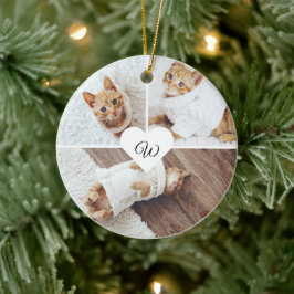 Moderne kerstfoto van Monogram drie Foto Collage Keramisch Ornament