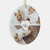 Moderne kerstfoto van Monogram drie Foto Collage Keramisch Ornament (Rechts)