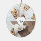 Moderne kerstfoto van Monogram drie Foto Collage Keramisch Ornament (Links)