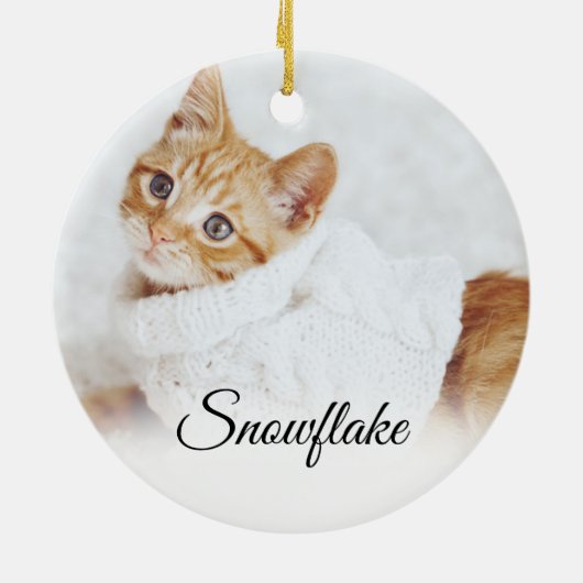 Moderne kerstfoto van Monogram drie Foto Collage Keramisch Ornament (Achterkant)