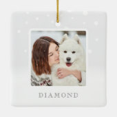 Moderne kerstfoto van Monogram Vier Foto Collage Keramisch Ornament (Achterkant)