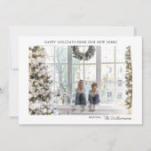 Moderne kerstfoto van nieuw thuisadres feestdagenkaart (Voorkant)