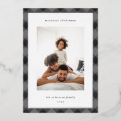 Moderne kerstfoto van rand folie feestdagenkaart (Voorkant)