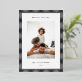 Moderne kerstfoto van rand folie feestdagenkaart (Staand Voorkant)