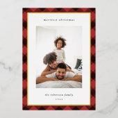 Moderne kerstfoto van rand folie feestdagenkaart (Voorkant)