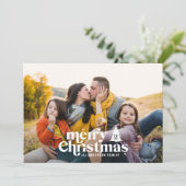 Moderne  kerstfoto van typografie feestdagenkaart (Staand voorkant)