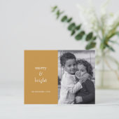 Moderne kerstfoto voor Merry & Bright Gold Feestdagenkaart (Staand voorkant)