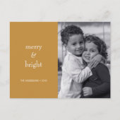 Moderne kerstfoto voor Merry & Bright Gold Feestdagenkaart (Voorkant)