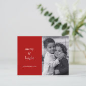 Moderne kerstfoto voor Merry & Bright Red Feestdagenkaart (Staand voorkant)