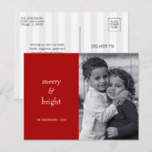 Moderne kerstfoto voor Merry & Bright Red Feestdagenkaart (Voorkant / Achterkant)