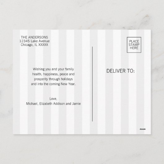 Moderne kerstfoto voor Merry & Bright Red Feestdagenkaart (Achterkant)