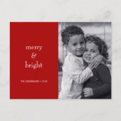Moderne kerstfoto voor Merry & Bright Red Feestdagenkaart (Voorkant)