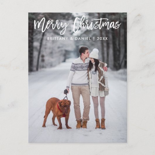 Moderne kerstfoto voor penseel script briefkaart (Voorkant)