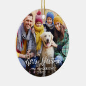 Moderne kerstfoto voor penseel script keramisch ornament (Rechts)