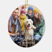 Moderne kerstfoto voor penseel script keramisch ornament (Links)