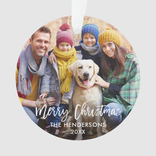 Moderne kerstfoto voor penseel script ornament (voorkant)