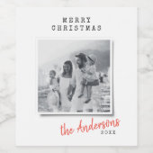 Moderne kerstfoto wijn etiket (Enkel label)